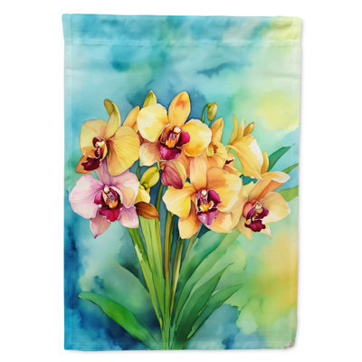 Orchidées dans le drapeau de la maison à l'aquarelle
