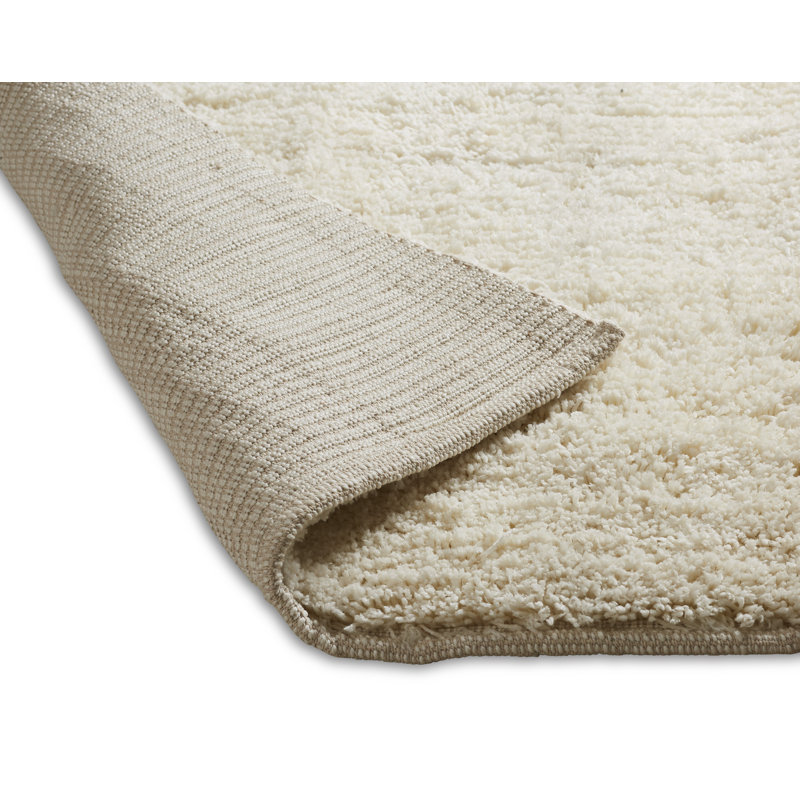 Tapis Ivoire en coton à poils longs fabriqué à la main haygood, 7 pi 3 po x 9 pi 3 po