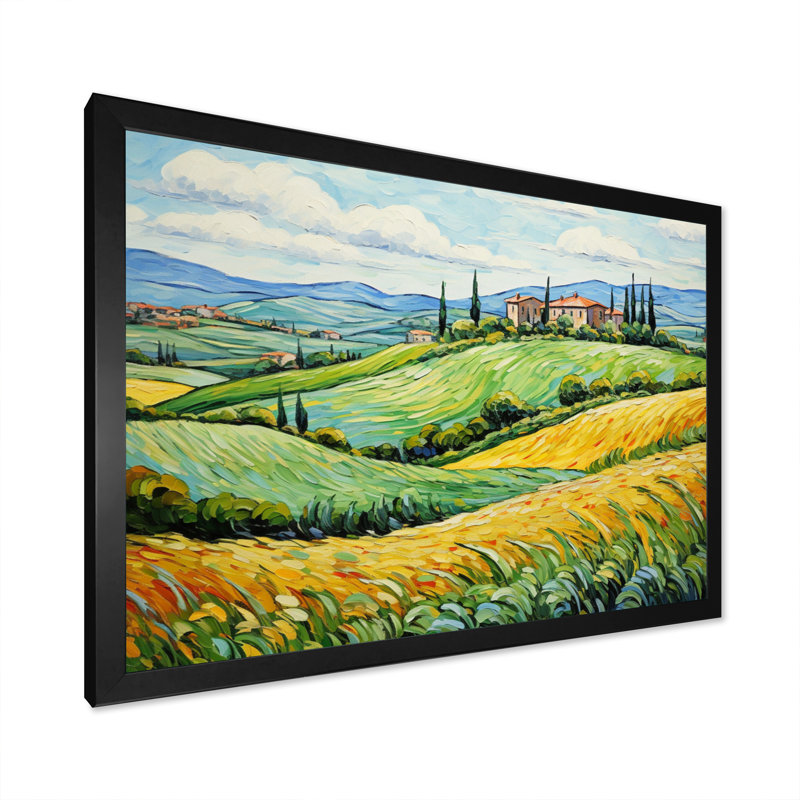 Vangogh Rolling Hills III - Vangogh, reproduction d'art sur toile, H 12 po x l 20 po x P 1 po, Cadre noir