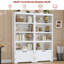 Bibliothèque à 5 niveaux, bibliothèque campagnarde haute de 69 po avec 2 portes et tablettes réglables - support de rangement ouvert de 31,5 po avec design antidérapant-1255549009-1255549011