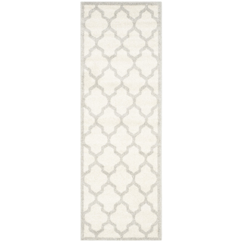 Tapis géométrique beige / gris clair Ammundsen, Tapis de couloir 2 pi 3 po x 9 pi