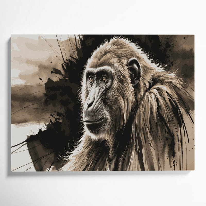 Art animalier sur toile brun, H 16 po x l 20 po