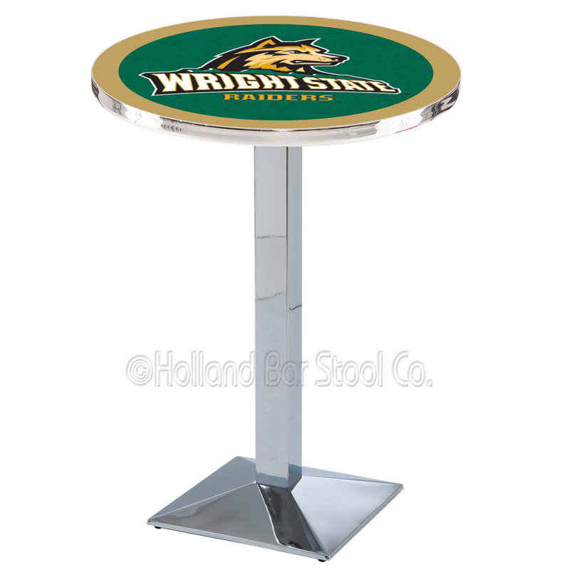 Round Metal Base Dining Table, Chrome, Wright State University