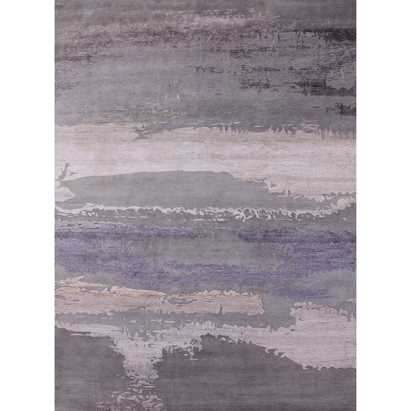 Tapis mauve / gris à motif abstrait Bucks, Rectangle 7 pi x 9 pi