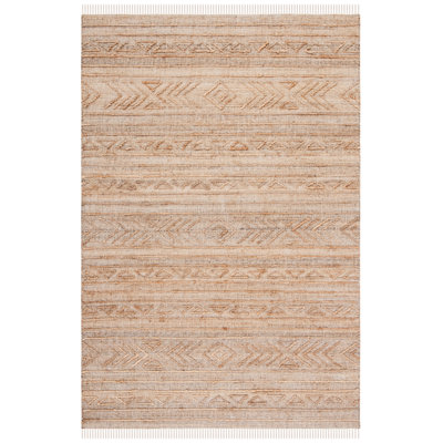 Haleem Natural Fiber Hand Loomed Jute/Cotton Southwestern Rug in Natural