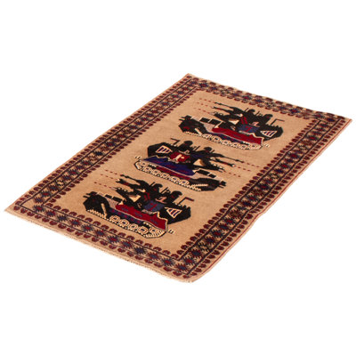 Largeros One-of-a-Kind 2'11" X 4'8" New Age Wool Area Rug in Tan
