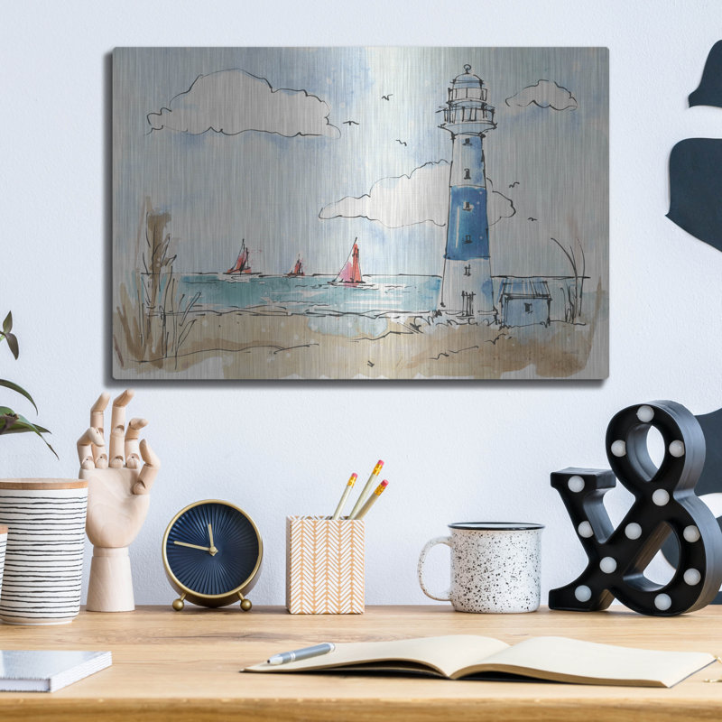 «Coastal Life II» par Anne Tavoletti, art mural en métal, H 12 po x l 16 po