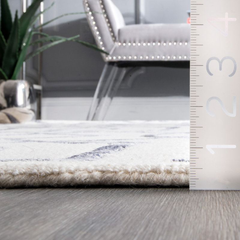 Geometric Wool Hand Woven Area Rug, Rectangle 91 x 152cm