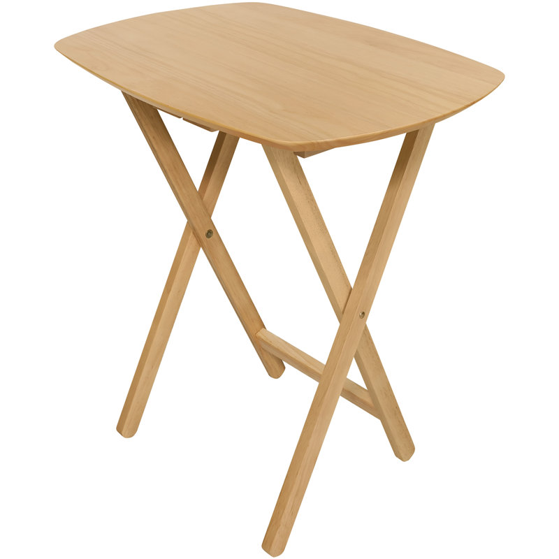 Ensemble de 2 grandes tables-plateaux pliables en bois massif Milton, H 25,5 po, entièrement assemblé, naturel Milton