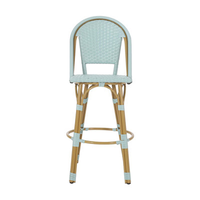 Ensemble de tabourets de bar d'extérieur en osier français avec structure en aluminium