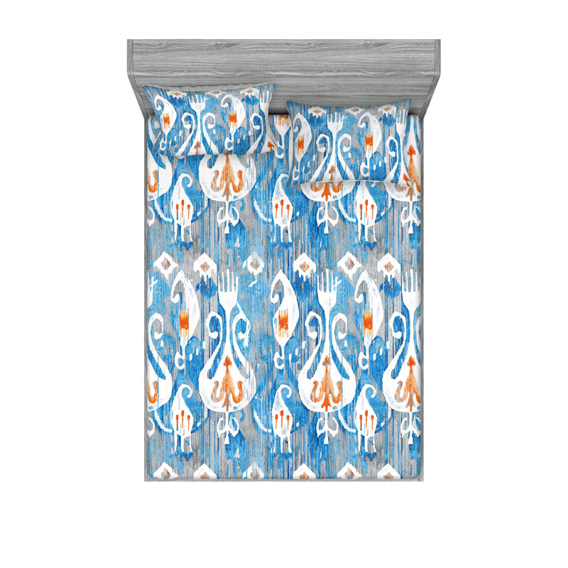 Drap-housse et taies décoratives 3 pièces Ambesonne, Ensemble de draps pour grand lit avec 2 taies d'or