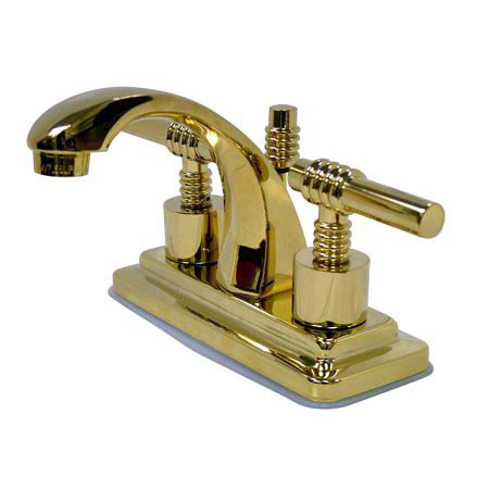 Kingston Brass Milano Two-Handle 3-Hole Deck Mount 4" Centerset Bathroom Faucet with Brass Pop-Up Kingston Brass 