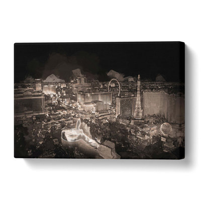 Las Vegas Skyline At Night - No Frame - Wrapped Canvas