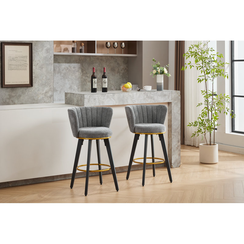 Ensemble de 2 tabourets de bar à hauteur de comptoir, Gris