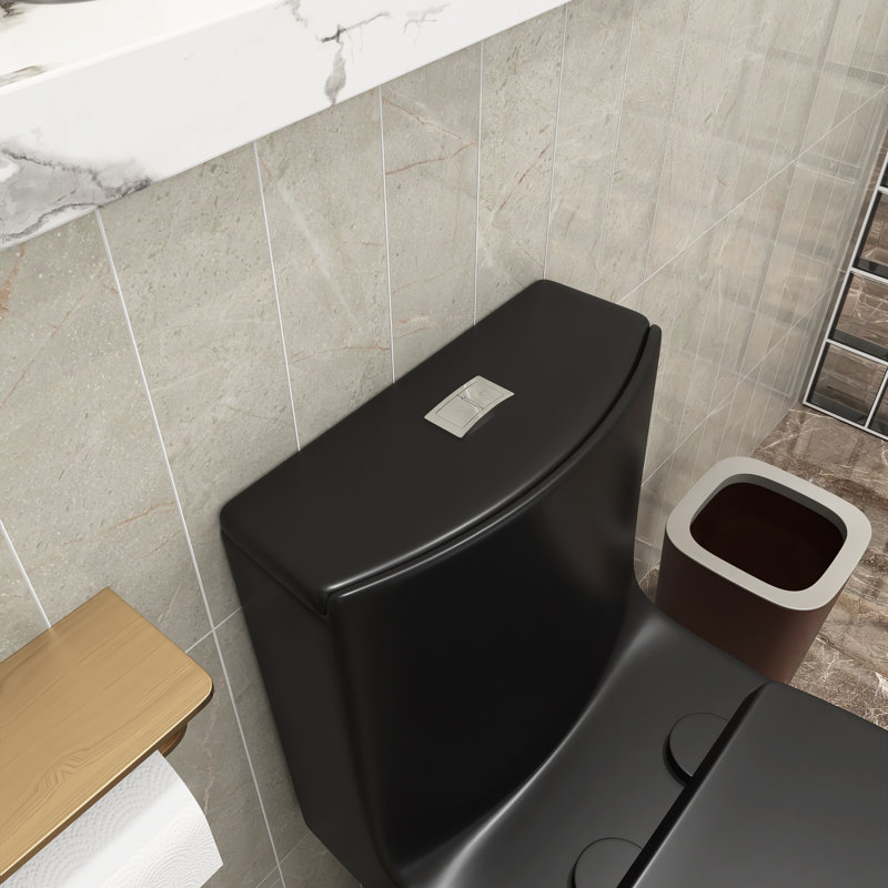1 siège de toilette allongé à double chasse 1,1 / 1,6 GPF inclus, Noir mat