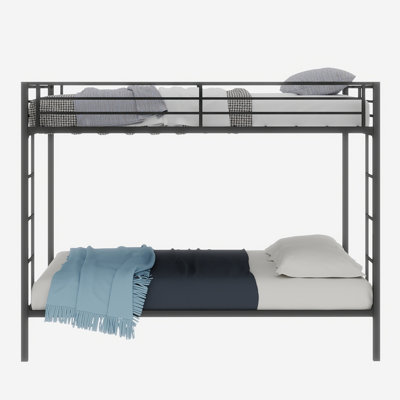 Lit superposé multi-fonctionnel en fer carré, lit supérieur double et lit double double, structure en métal robuste résistant à l'usure, idéal pour optimiser l'espace vertical dans n'importe quelle pièce - Taille double - 137 cm x 190 cm
