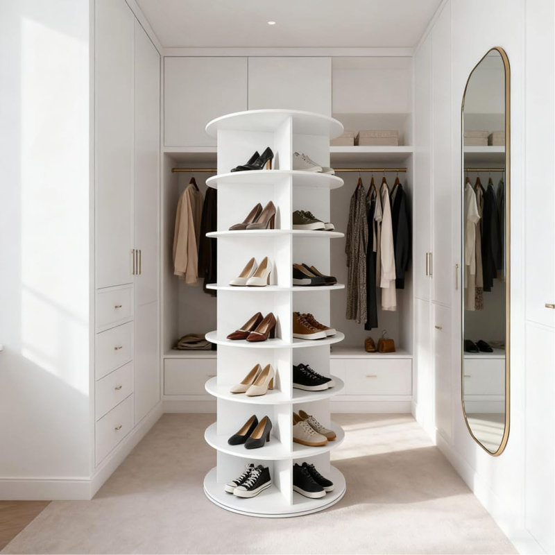 Étagère à chaussures rotative à 7 niveaux, présentoir à chaussures tournantes