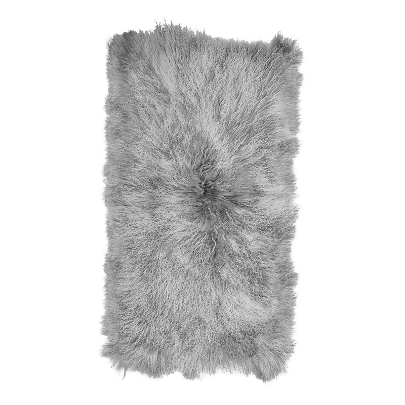 Handmade Sheepskin Steel Gray Rug, Gray