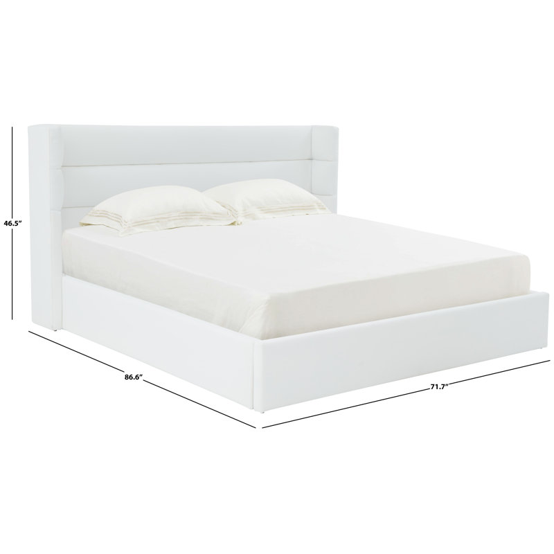 Upholstered Bed, White, Queen