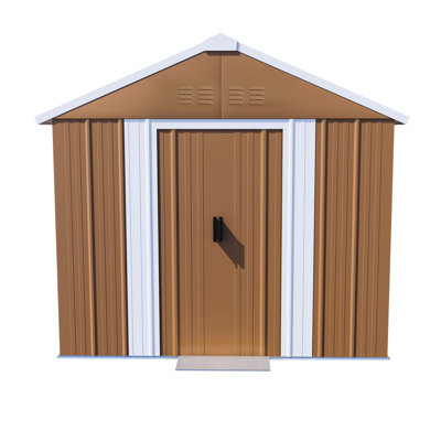 6x4 Ft, Shed, Sloped Roof, Galvanized Steel, Small Yards, Space-saver, -grade Lock Metal Windows, Ventilation, Lockable Door, Backyard Tool Storage, 15° Angled Interlocking Panels