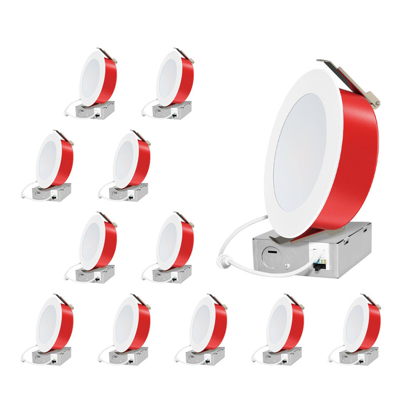 12pk 6inch Fire Rated Canless Flat Downlight,2 hours Fire Rating ,5CCT,800Lm,IC Rated,Dimmable