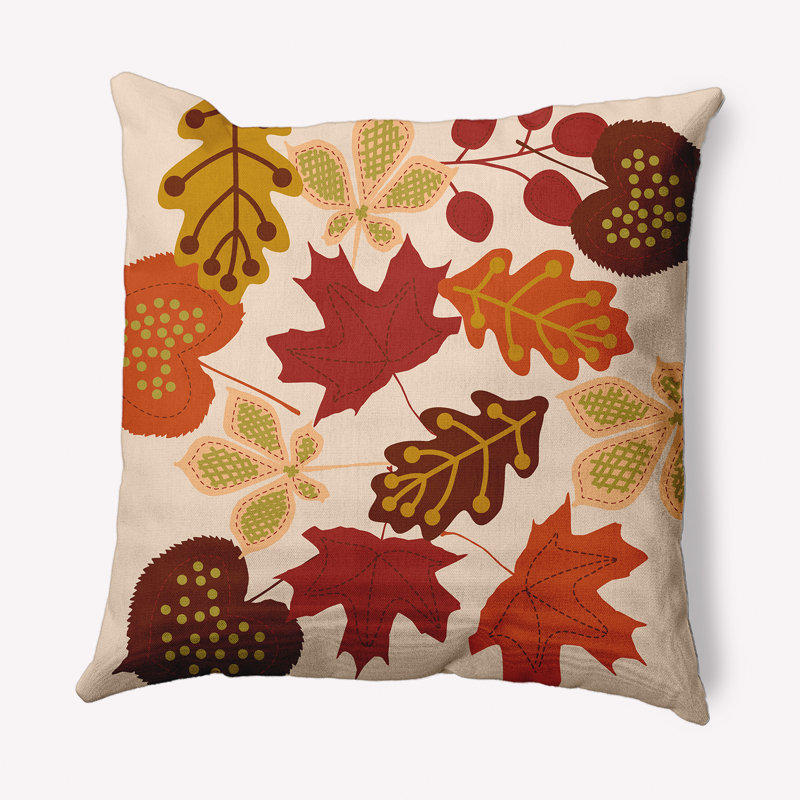 Coussin décoratif décoratif Fall Leaves, 20 po x 20 po, Terre de Sienne
