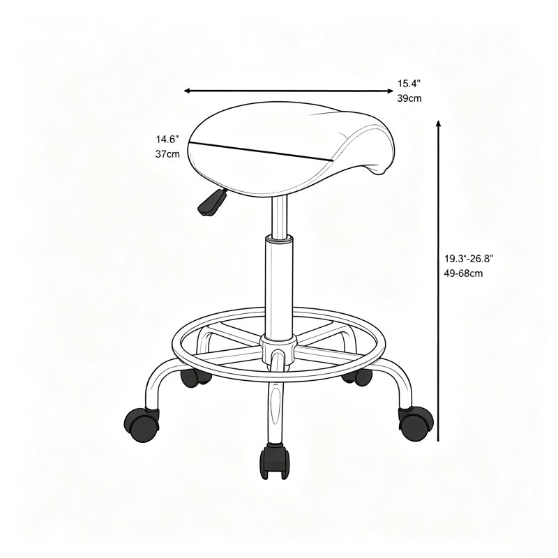 Chaise pivotante à hauteur réglable, tabouret ergonomique, Black (Backless)