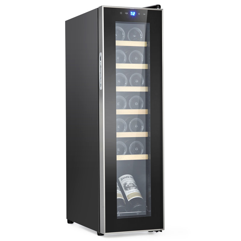14 Bottle Wine Fridge, Freestanding Wine Cooler Refrigerator with Compressor, Wine Cellar with Touch Screen Digital Temperature Control, 41～64°F, for Red, White Wine, Champagne, Wine Coolers for Home