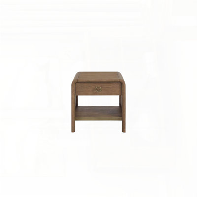 Waterfall End Table with Storage Drawer and Shelf – Latte Finish, Elm Veneers