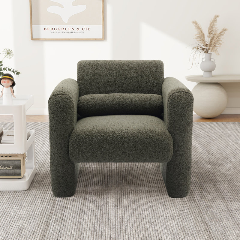 Fauteuil d'appoint moderne rembourré, Green Polyester