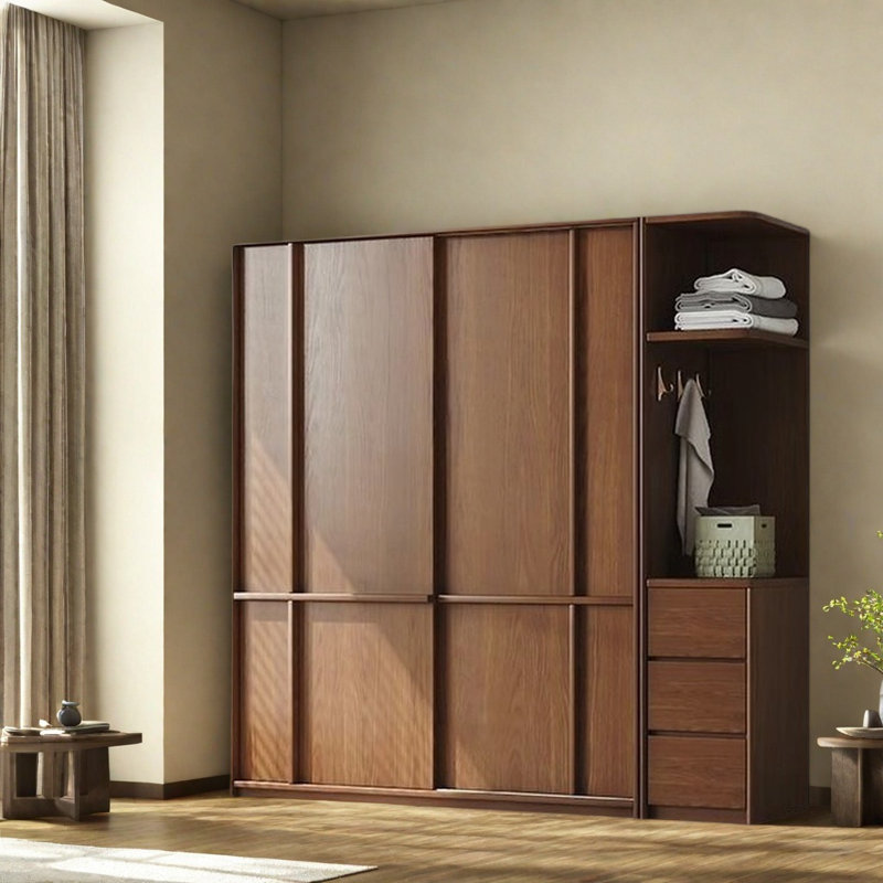 Simple Retro Push And Pull Wardrobe, 78.74" H x 62.99" W x 23.62" D