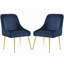Finition contemporaine - Chaise d'appoint de salle à manger rembourrée bleue Shropshire (ensemble de 2)