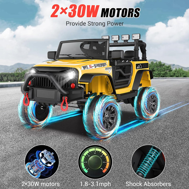 Yellow 24V Battery Powered Kids Ride-On Truck with Remote Control