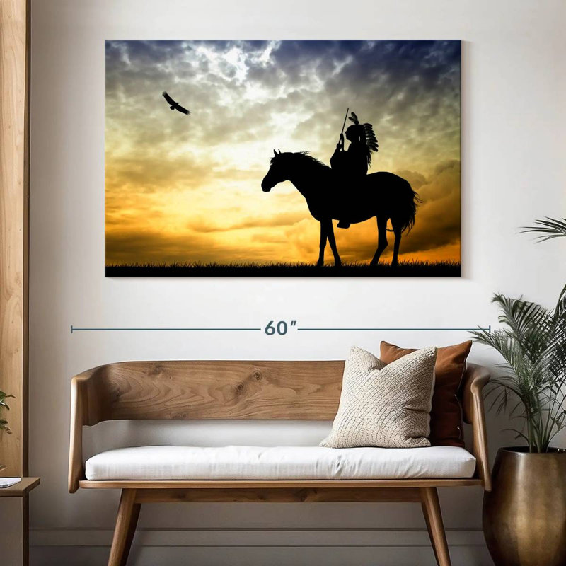 Lelar Indian On Horse, 34" H x 51" W