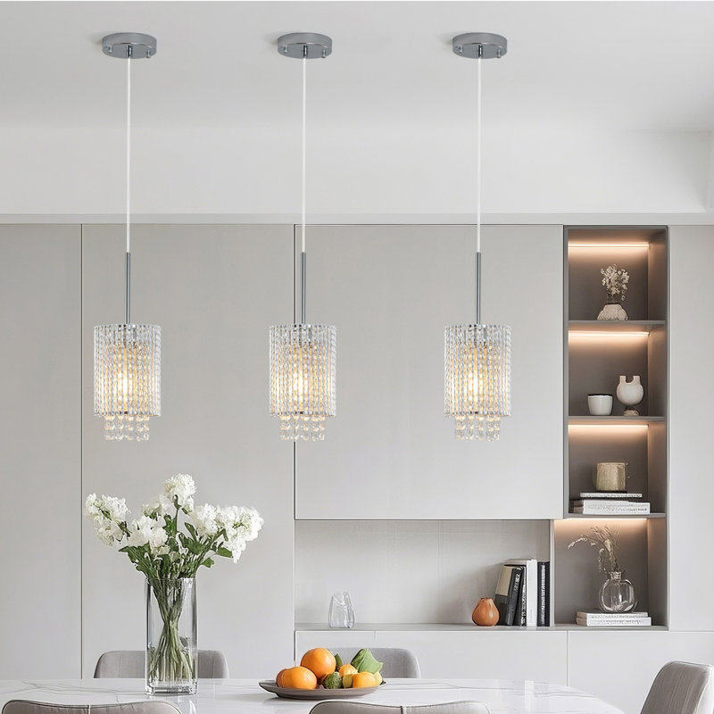 Luminaire suspendu de cuisine en cristal 3 lumières Furnary, hauteur réglable, éclairage de cuisine au-dessus de l'îlot