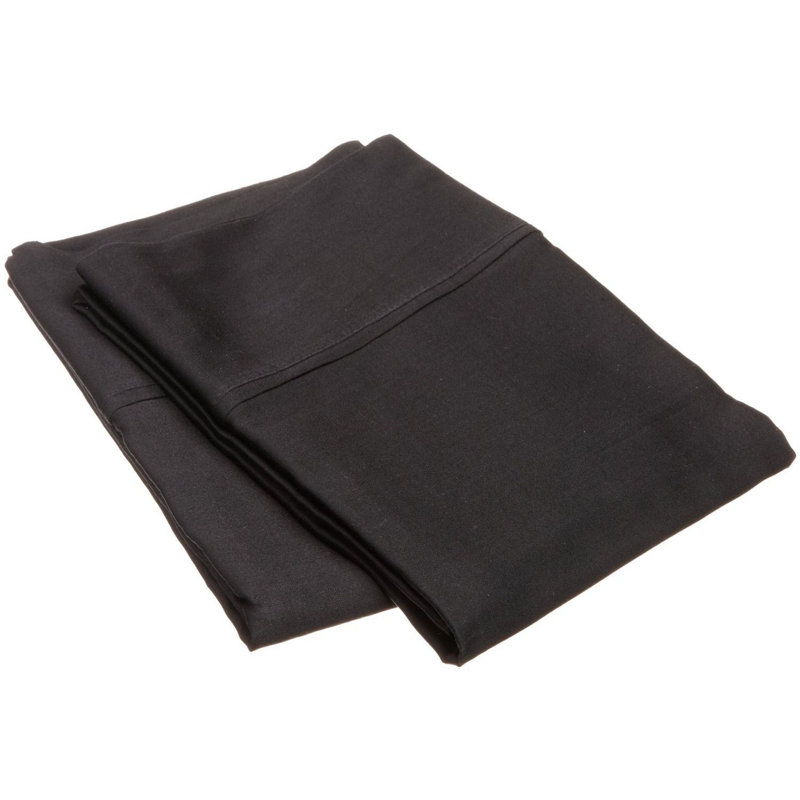 Ensemble de taie d'oreiller en coton certifié égyptien - 300 fils de couleur unie, Très grand lit, Noir