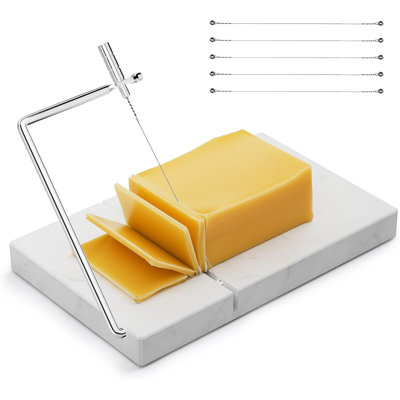 Cheese Slicer , Cheese Cutter with 5 Replacement Upgrade Thick Cutting Wires,Butter, Etc, Kitchen Gadget Cheese Slicer Tool , White