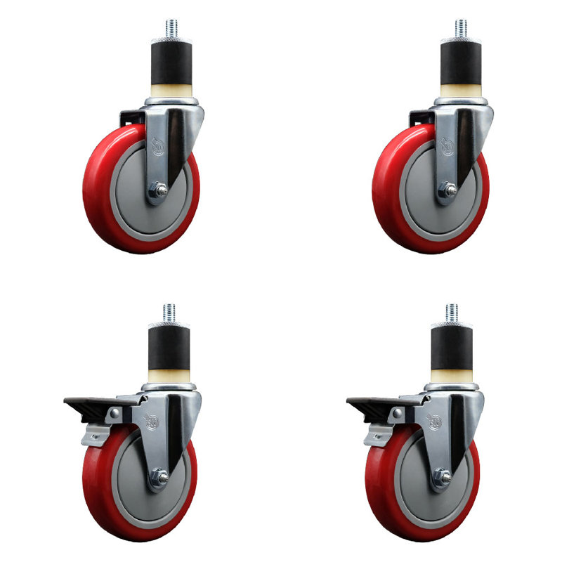 Ensemble de roulettes extensibles pivotantes en poly 1-7 / 8 pouces 2 roues SCC