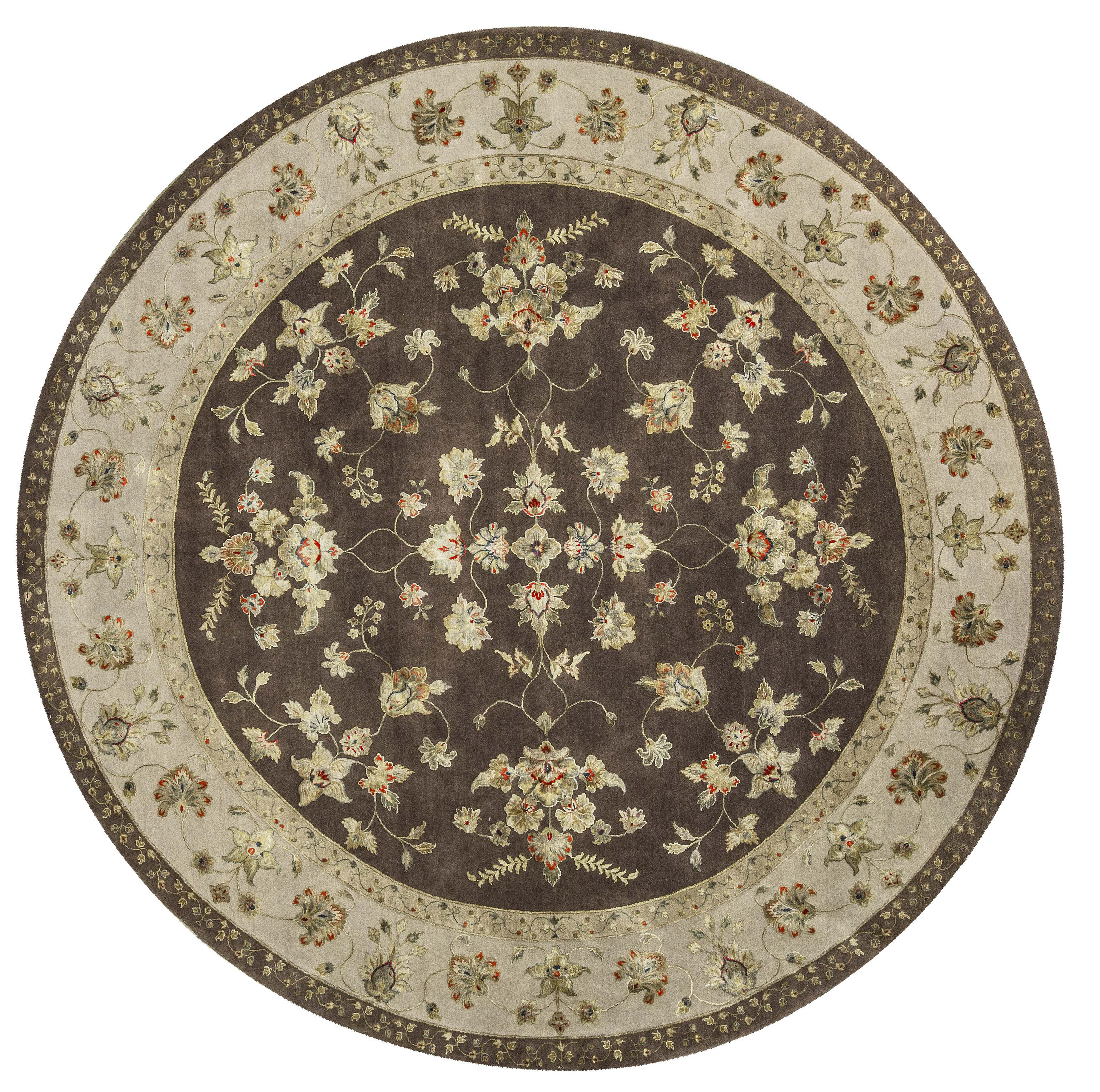 Bokara Rug Co., Inc. HandKnotted HighQuality Brown and Cream Round