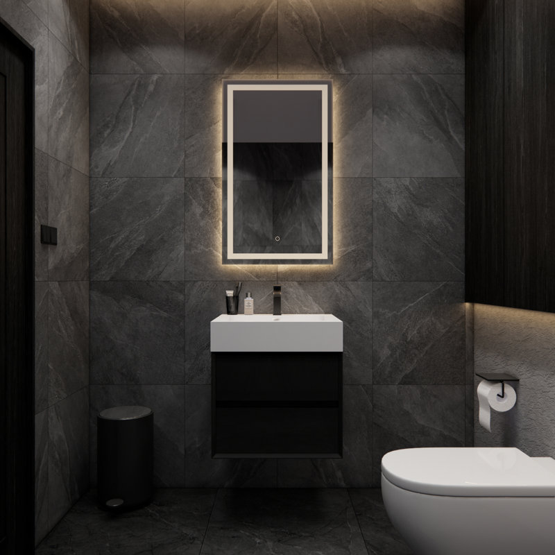 Albizu 24" Wall-Mounted Single Bathroom Vanity, Black