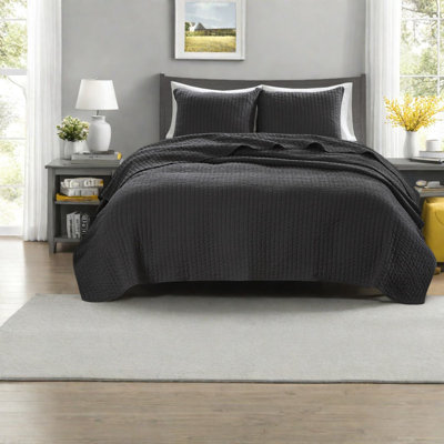 Ensembles de literie noir Farmhouse, courtepointe en microfibre confortable, utilisation à l'année