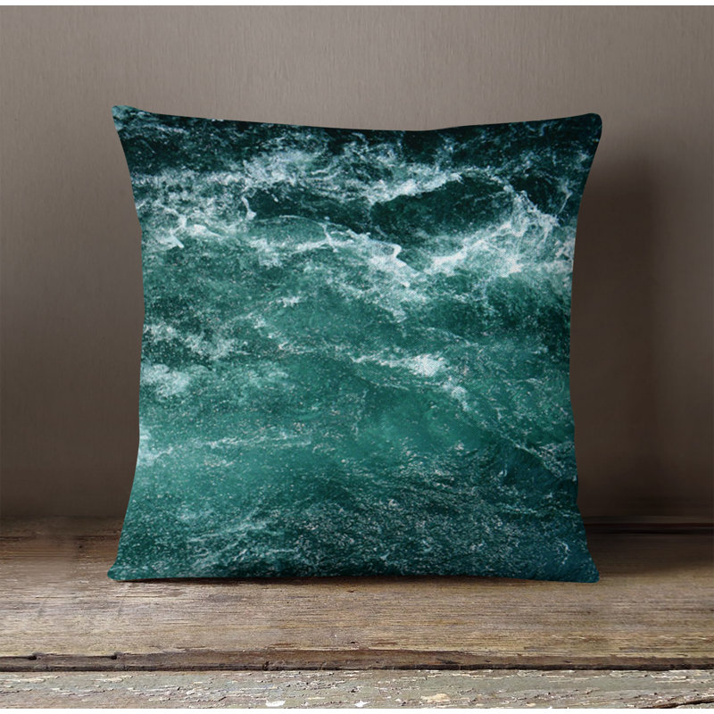 Throw Pillow With Insert, Blue/Green Abstract 2, 18"H x 18"W