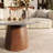 Mid-Century Modern Round Coffee Table Stone Marble Effect Wooden Pedestal Table For Living Room & Home Decor-800592968-800670362-788503315