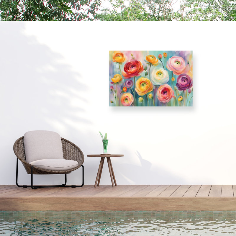 Tina Lavoie Springtime Garden Outdoor  Canvas, 12" H x 19" W