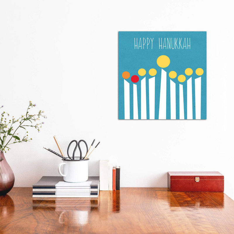 Happy Hanukkah II by Linda Woods - Wrapped Canvas Painting, 93.98 cm H x 93.98 cm W x 3.175 cm D