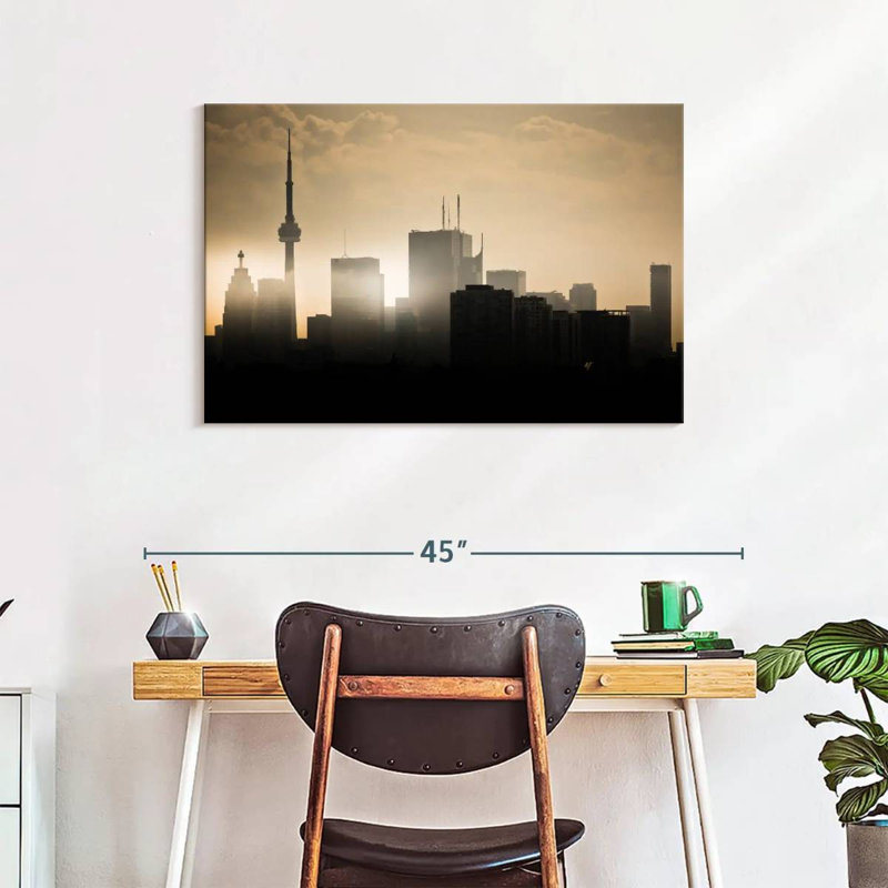 Sireci Toronto Skyline Sunset Silhouette, 24" H x 36" W