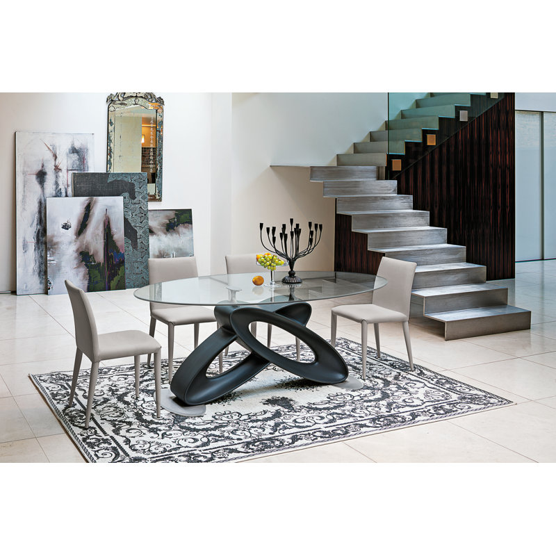 Palacios Oval Glass Top Dining Table, Anthracite