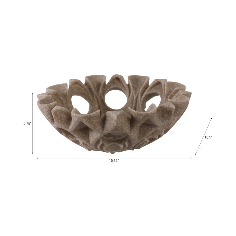 Ostend Handmade Resin Decorative Bowl, 6" H X 16" W X 16" D, White