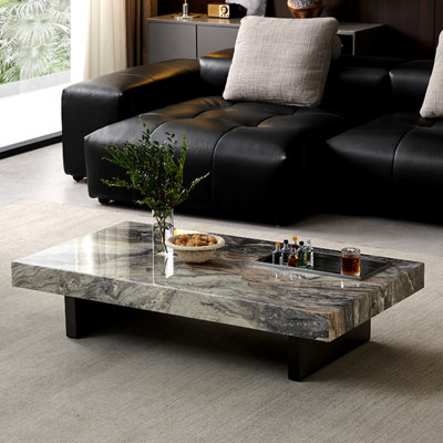 Simple rectangular marble coffee table