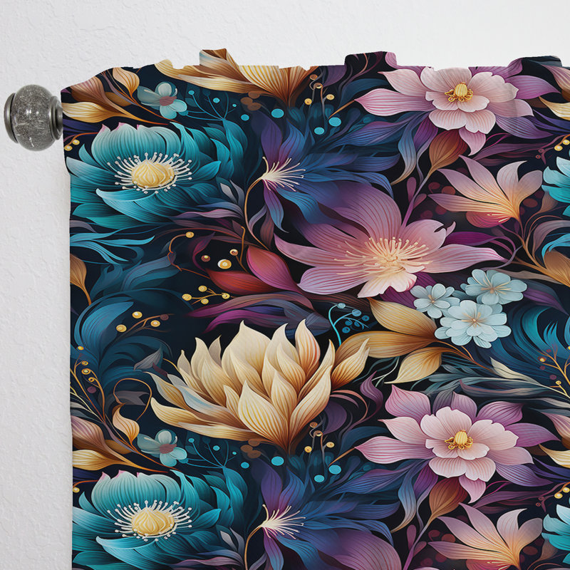 Motif marocain Boho Motif V - Rideau floral - Rideau floral obscurcissant - 1 panneaux, L 52 po x L 120 po